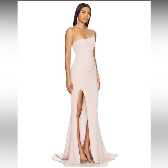 New! Nookie Jasmine One Shoulder Blush Pink Gown Maxi Dress 💗 Size Small NWT! - Picture 3 of 10